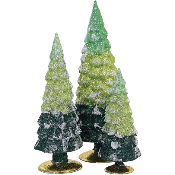 Cody Foster Green Ombre Glass Trees Green, Set of 3, Retired, 7" to ll.75" Tall - Picture 1 of 3